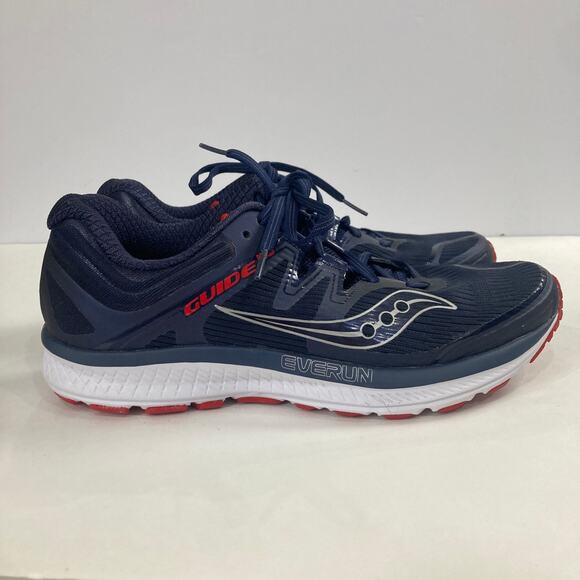 Saucony Men's 8.5 Guide ISO Running Everun Navy Blue Red Athletic Shoes S20415-3 - Picture 2 of 7